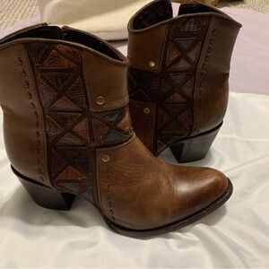 Cuadra Womens Brown Leather‎  Ankle Booties Cowboy 9.5